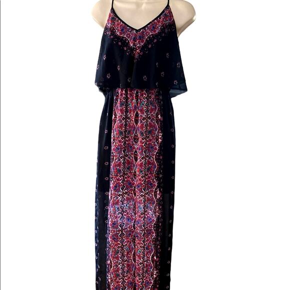 Express Womens Small Maxi Dress Sheer lined Boho Fairy Front slit - Picture 1 of 7